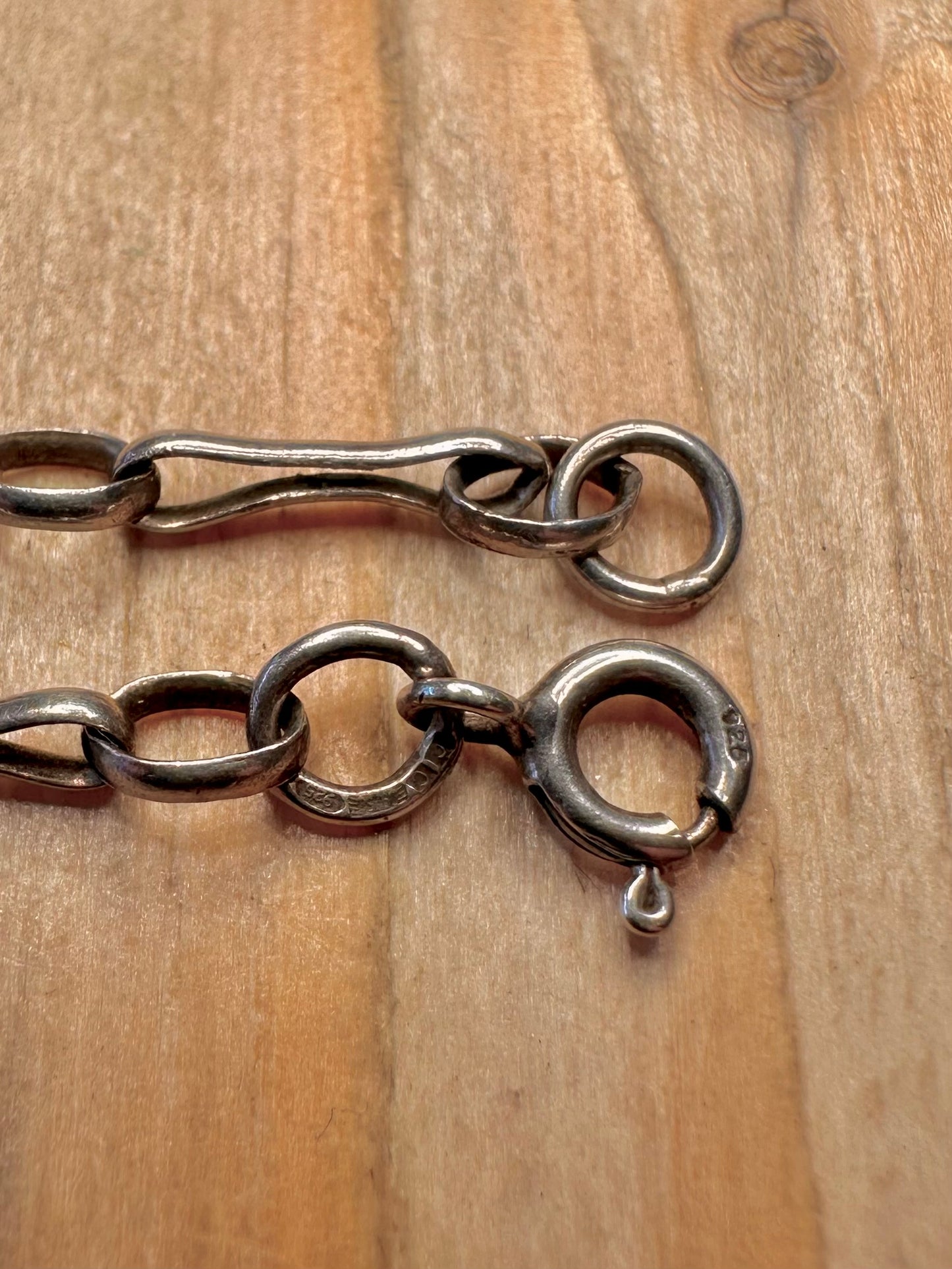 Vintage Unique Chain T Bar Maker CC 925 Sterling Silver 19 inch Necklace