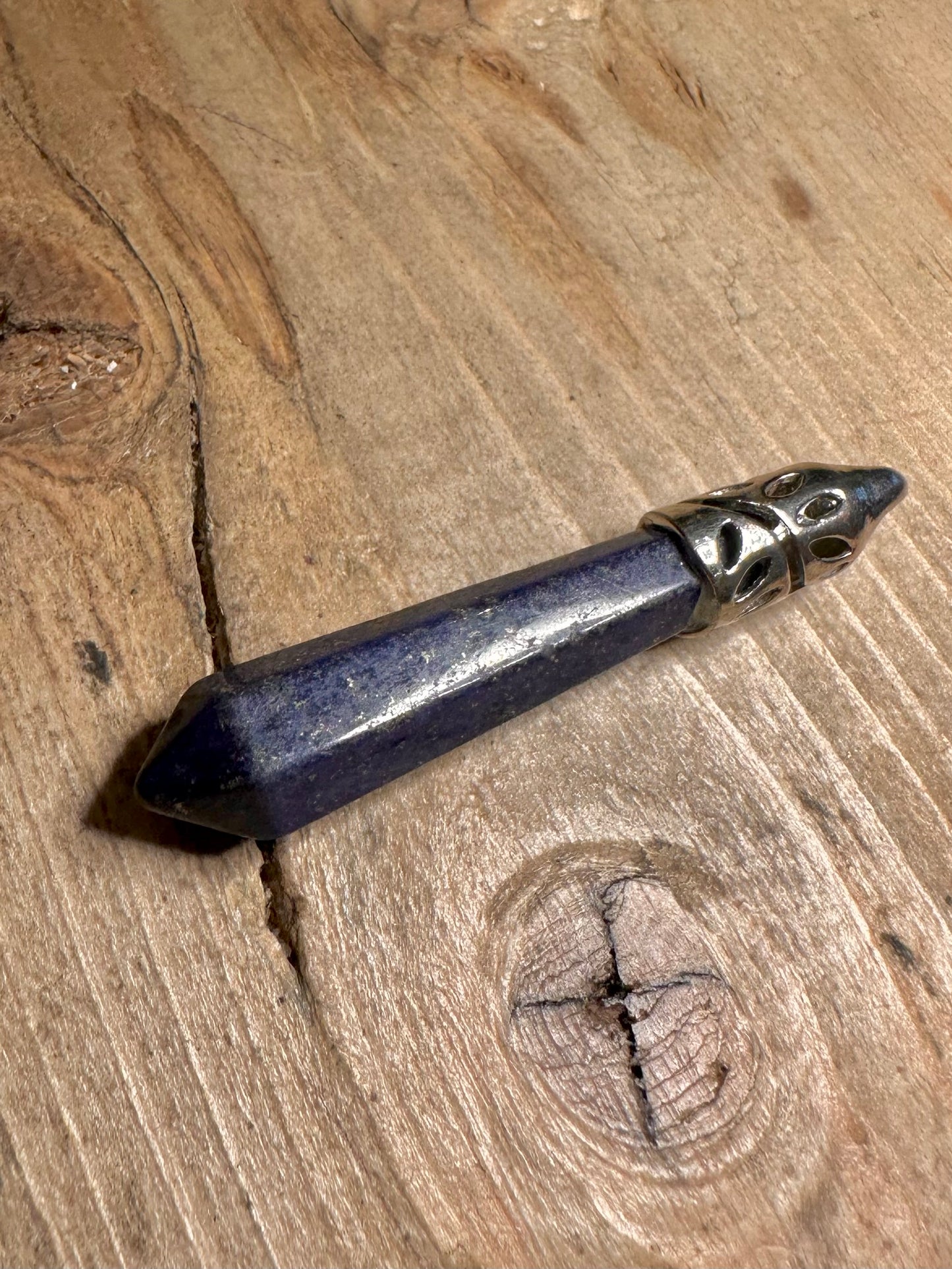 Vintage Lapis Pillar 925 Silver Pendant