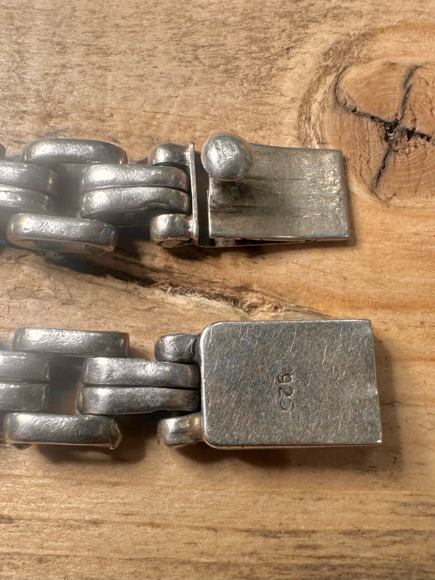 Vintage Brick Gate Link Box Clasp 925 Silver 8 inch Bracelet