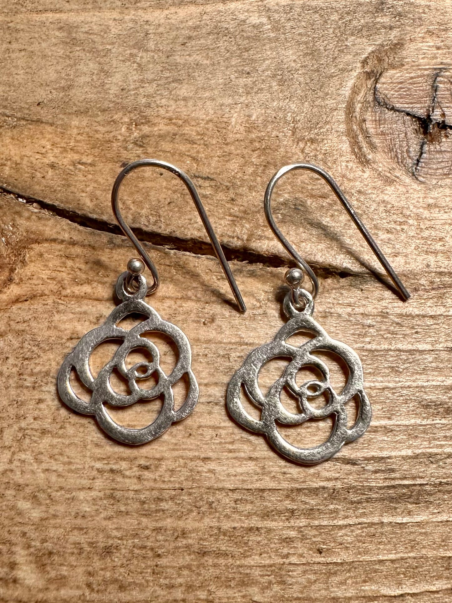 Abstract Rose 925 Silver Earrings