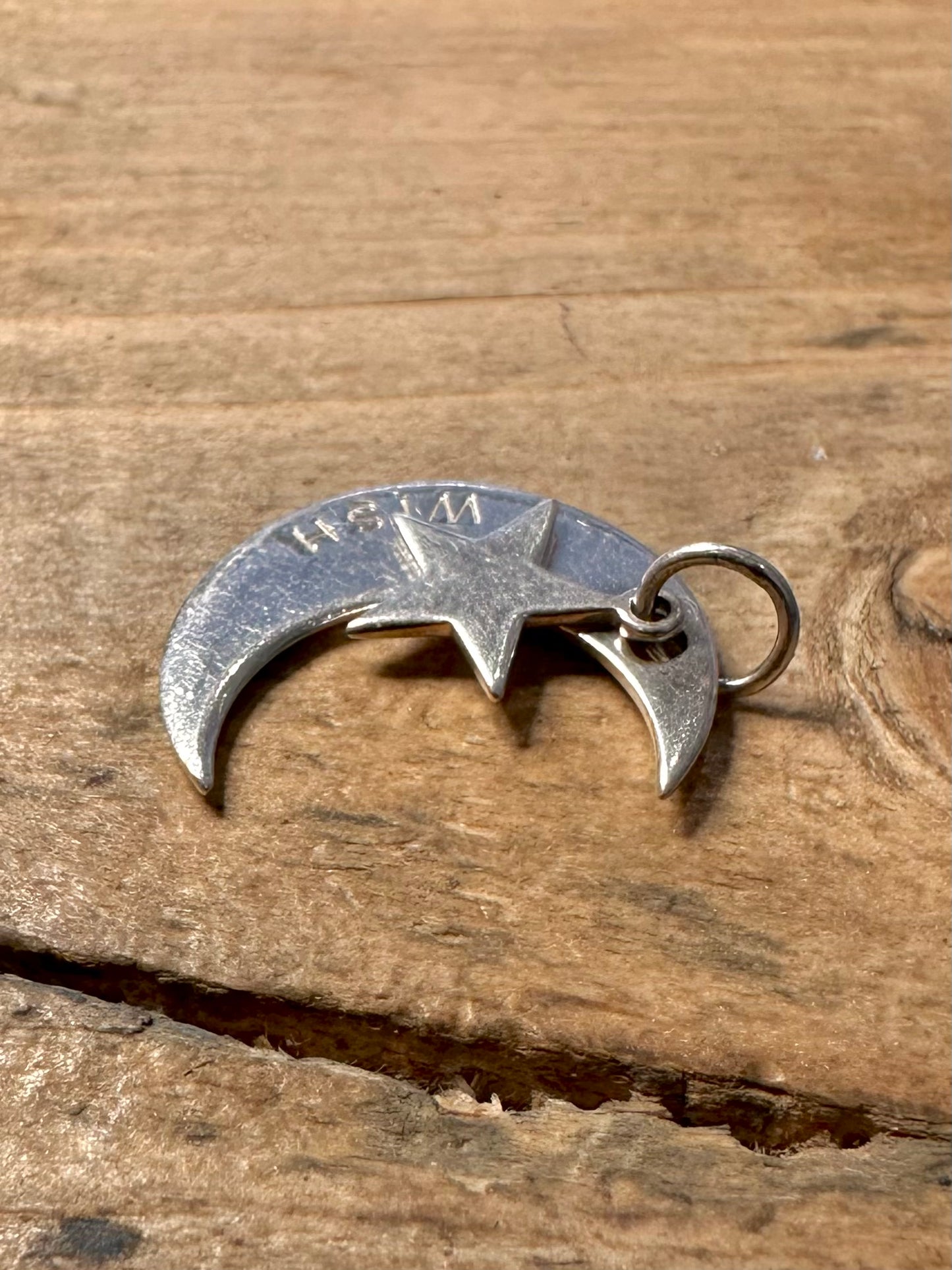 Modern Moon and Star 925 Silver Pendant