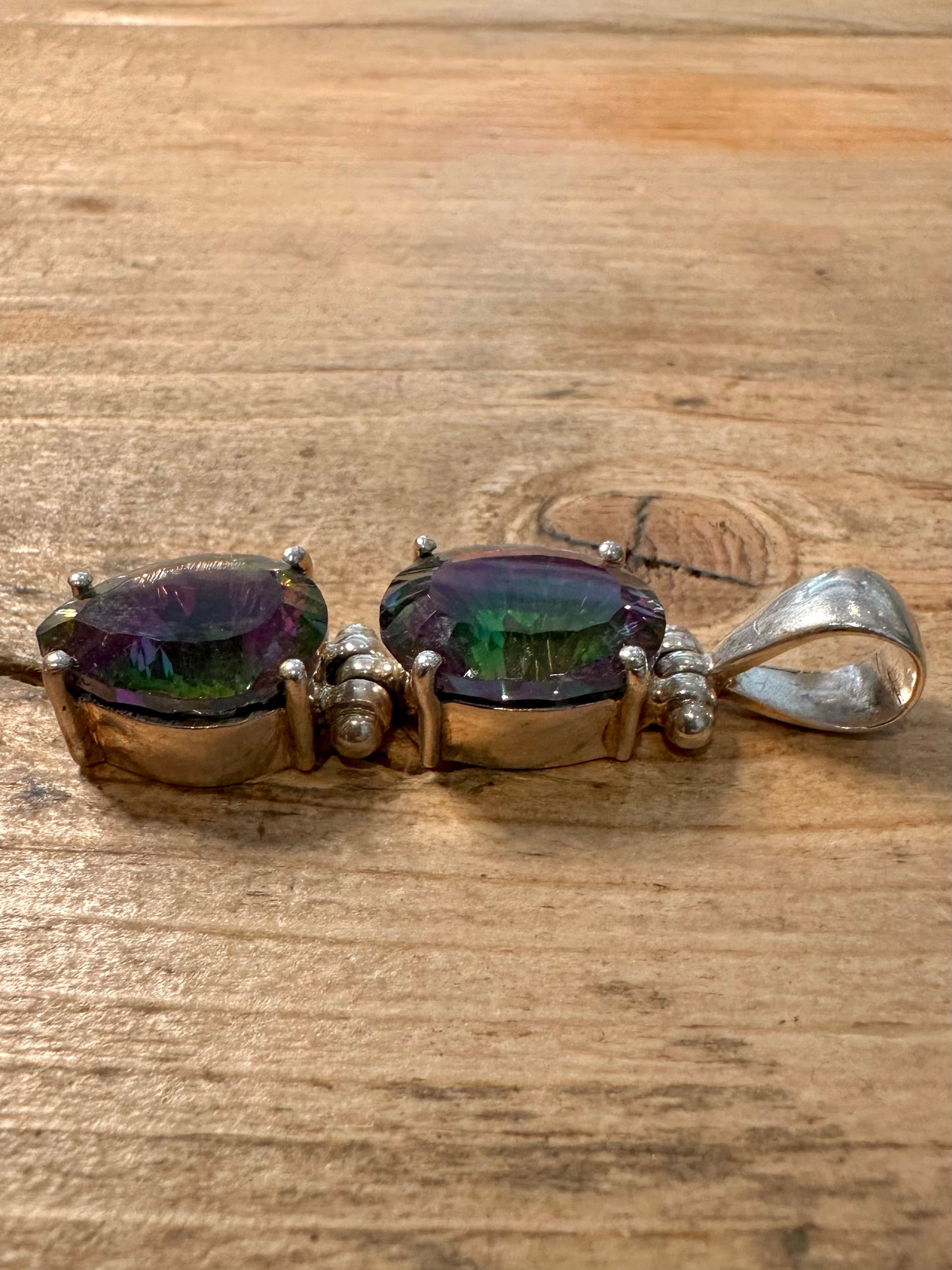 Modernist 2011 Mystic Topaz 925 Silver Pendant