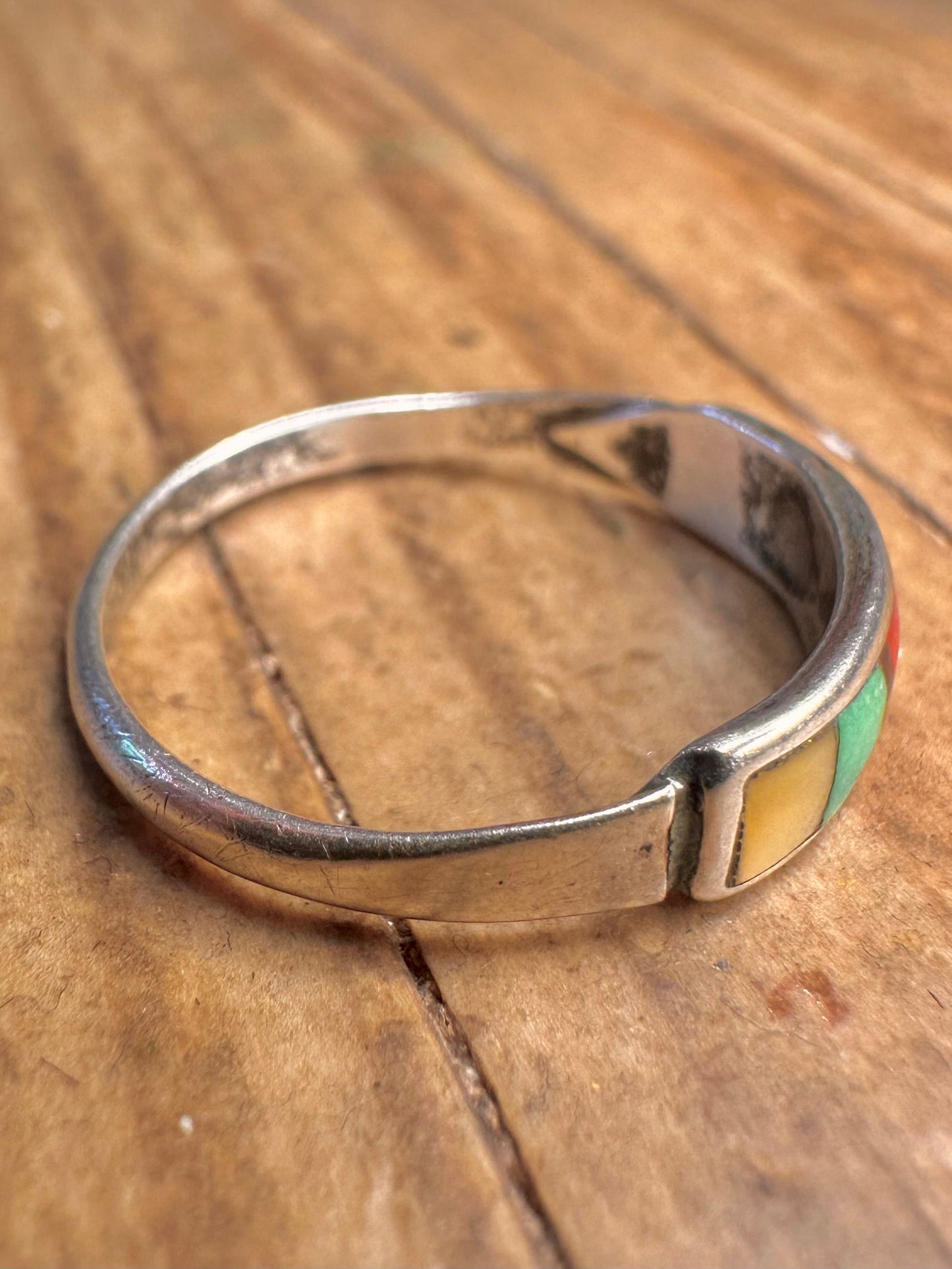 Southwestern-Stil Multi-Stein 925 Sterling Silber Ring Größe O