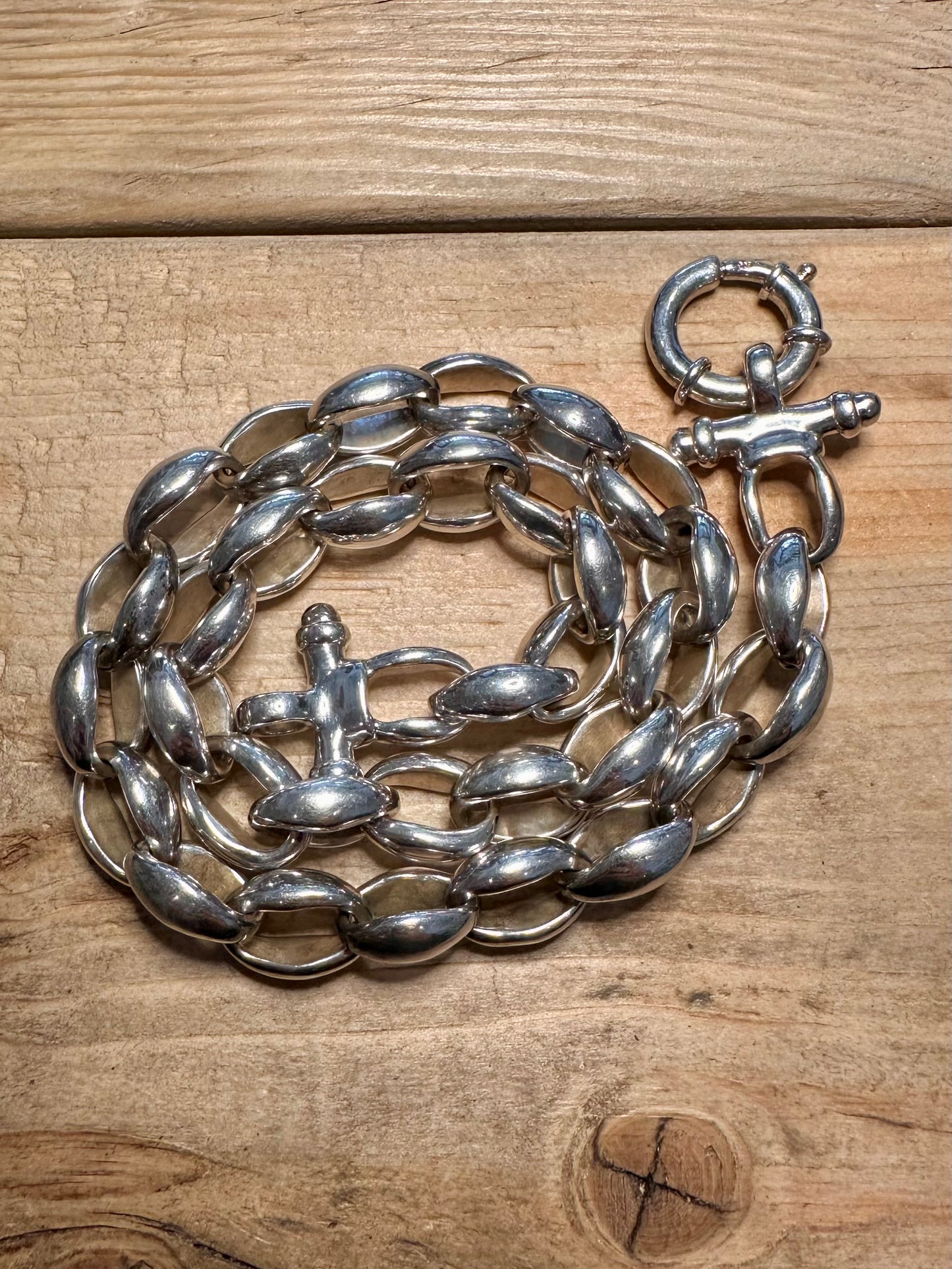 Abstract Modernist Chunky Oval Links 925 Silver 19.5 inch Necklace
