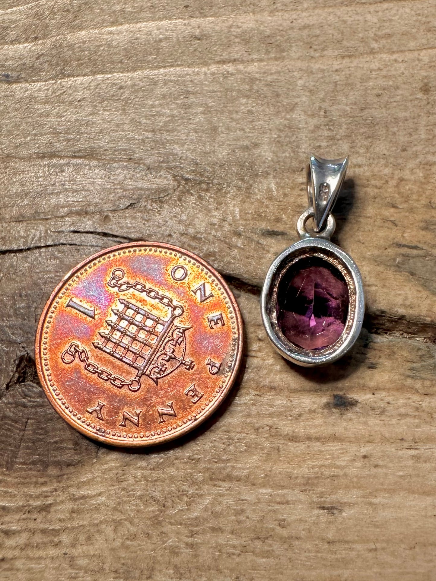Vintage Amethyst Oval 925 Silver Pendant