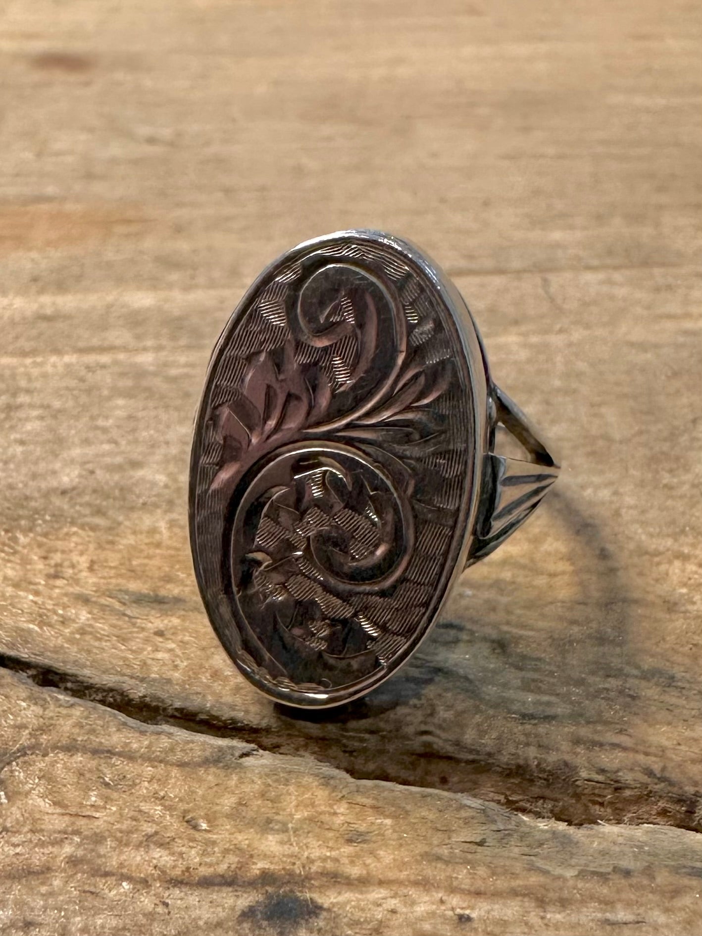 Vintage 1971 Engraved Locket 925 Silver Size I Ring