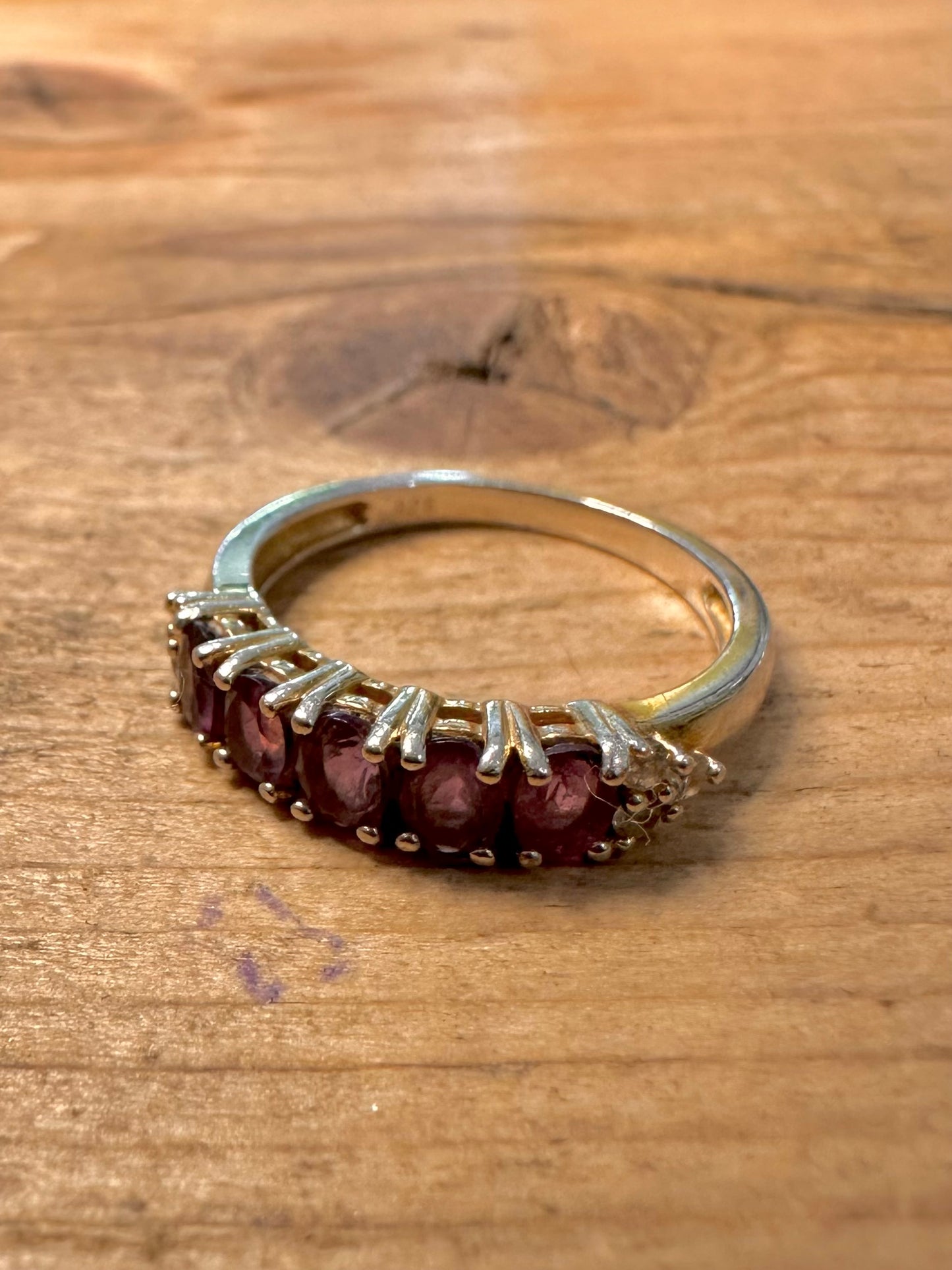 Vintage Purple and White Stone 925 Silver Size N Ring
