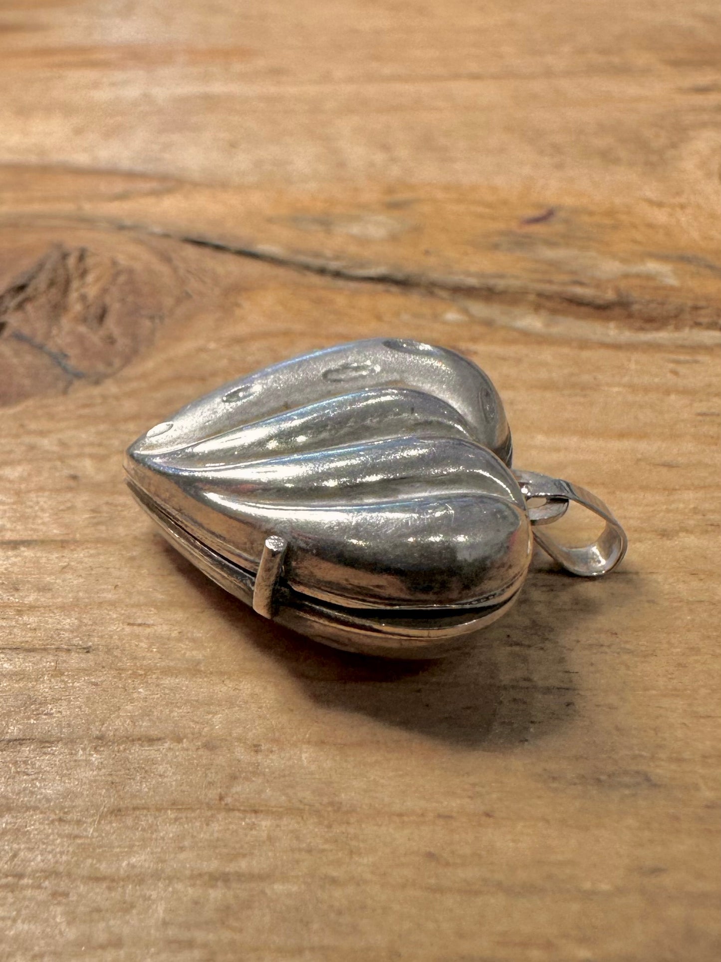 Vintage Textured Heart Locket 925 Silver Pendant