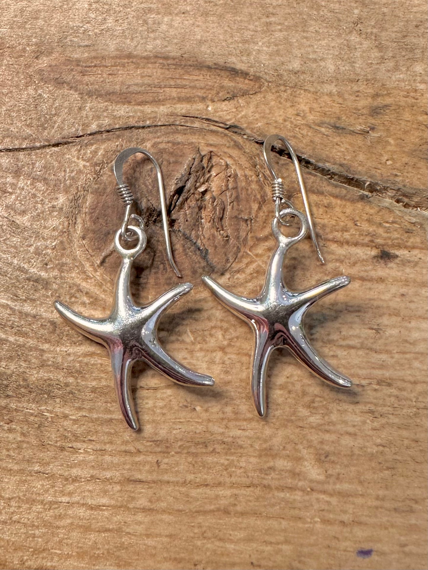 Modernist Star Fish 925 Silver Earring