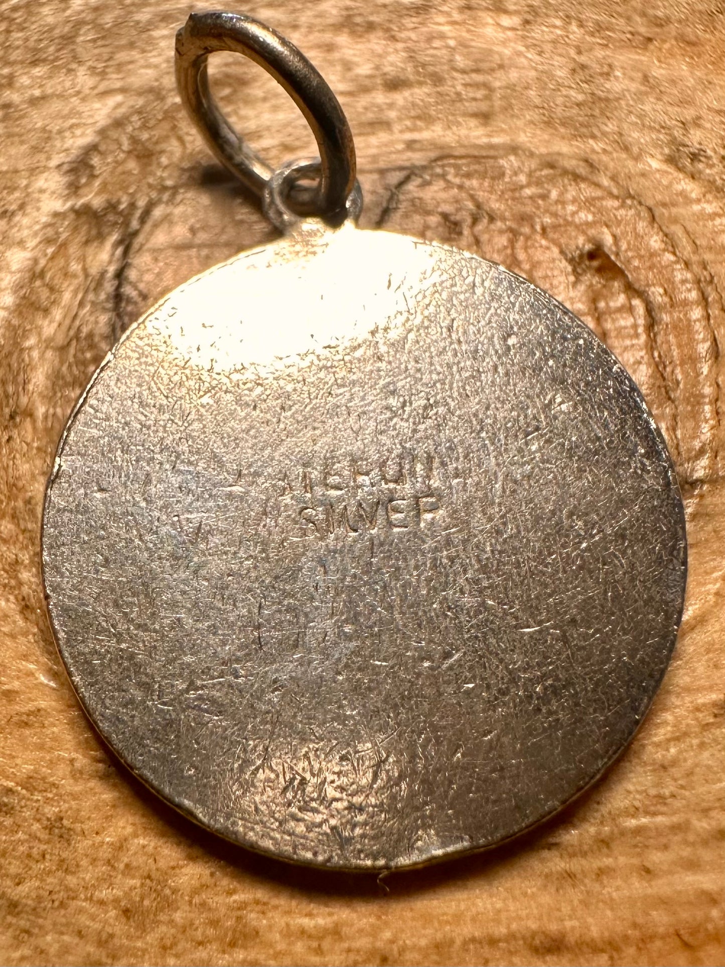 Vintage Pisces Circle 925 Silver Pendant