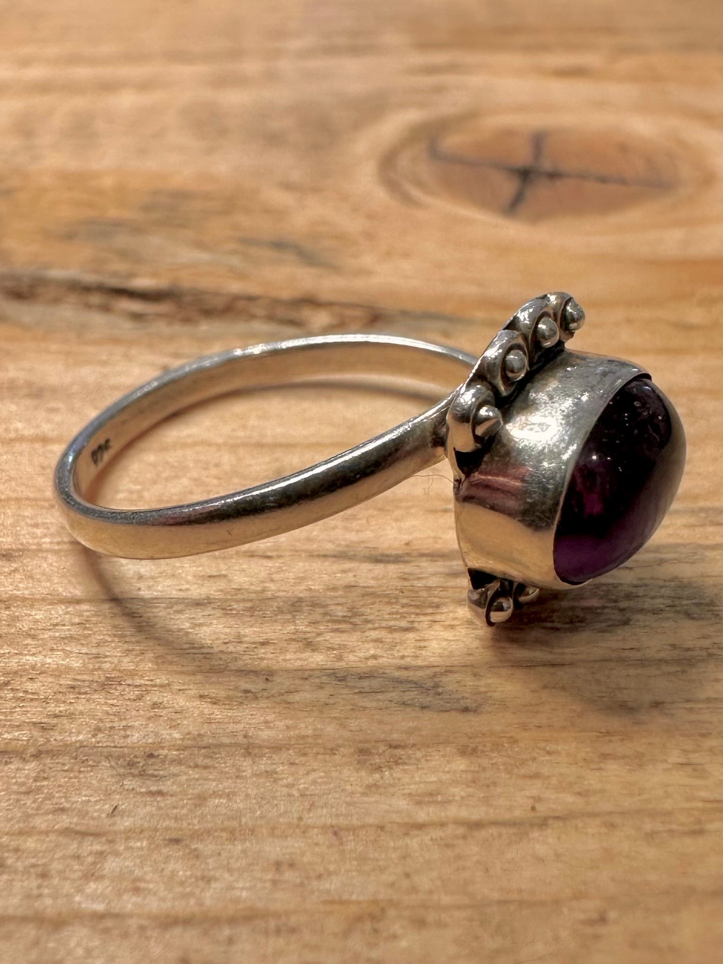 Vintage Amethyst Boho 925 Silver Size Q Ring