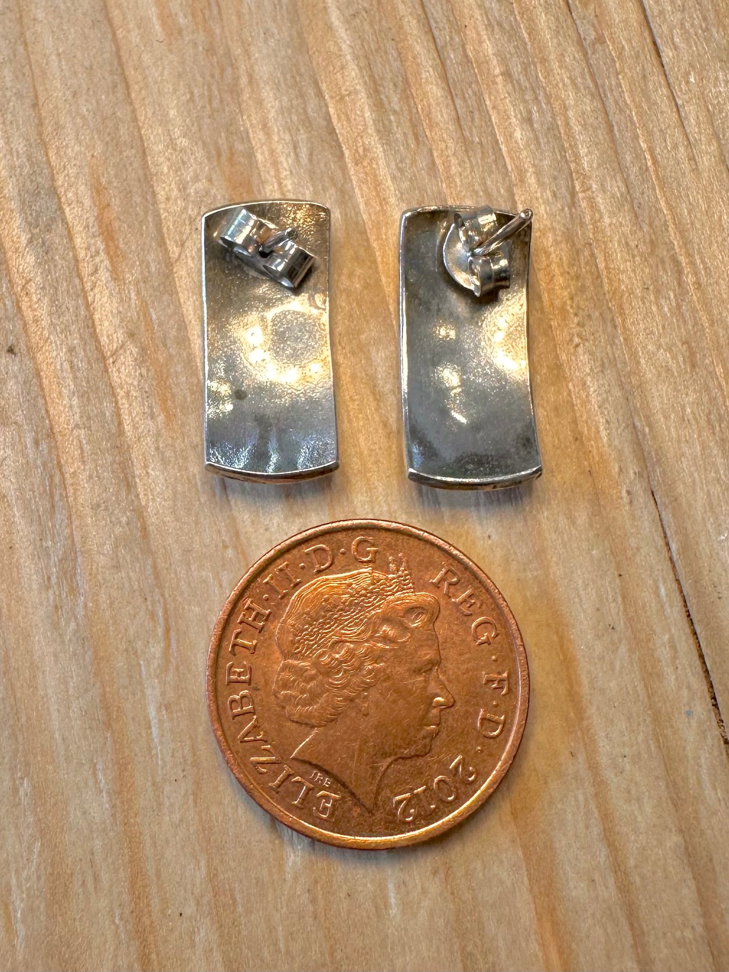 Vintage Engraved Design Rectangle 925 Silver Earrings