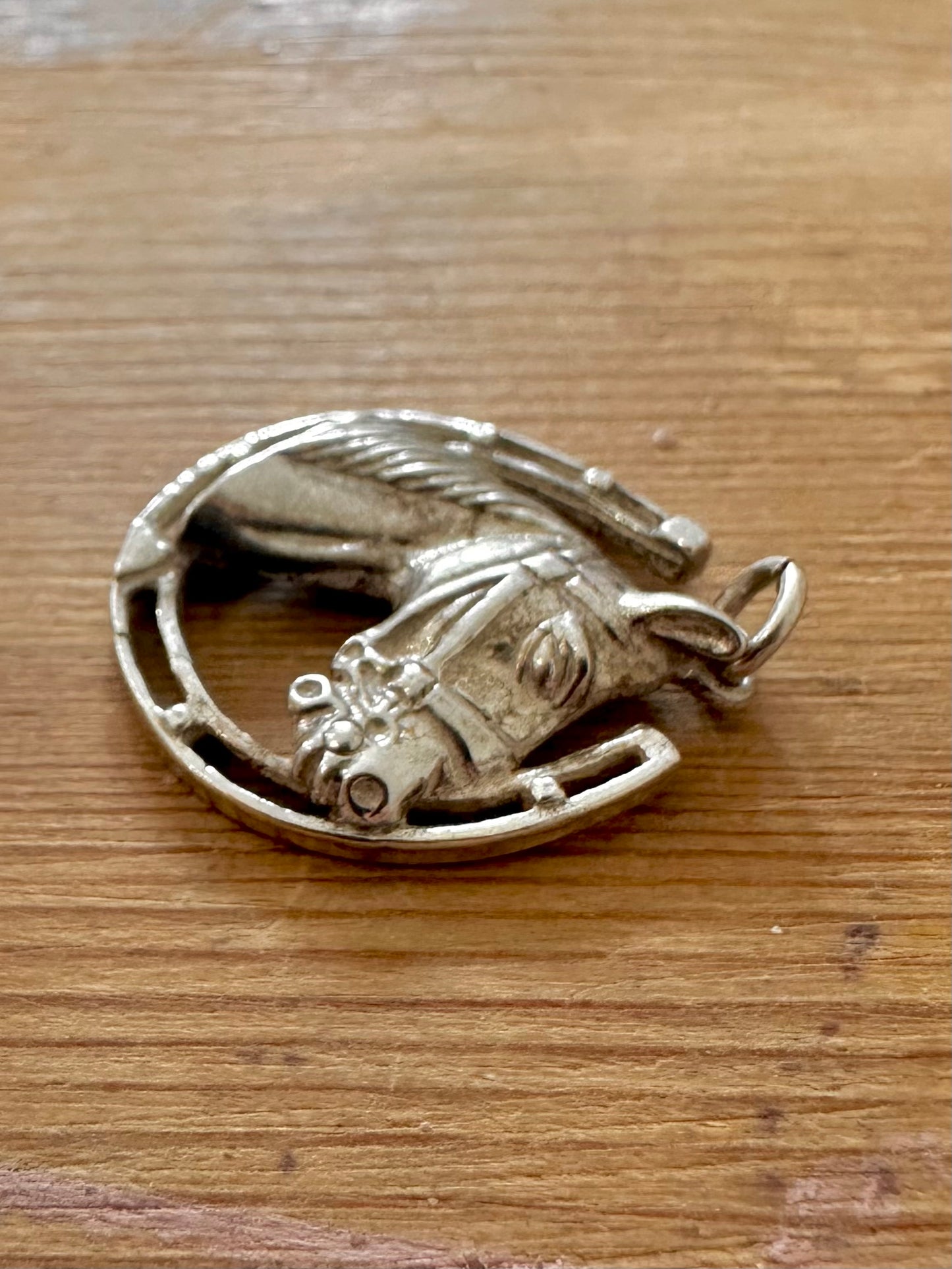 Vintage Horse Shoe and Head 925 Silver Pendant