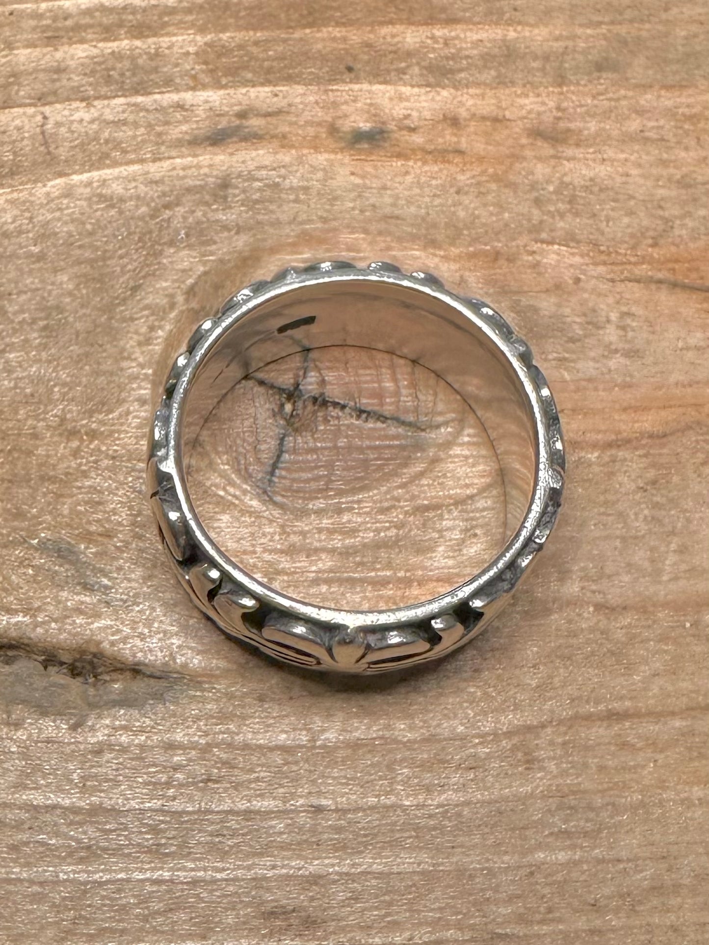 Vintage Chrome Hearts Style Band 925 Silver Size V1/2 Ring
