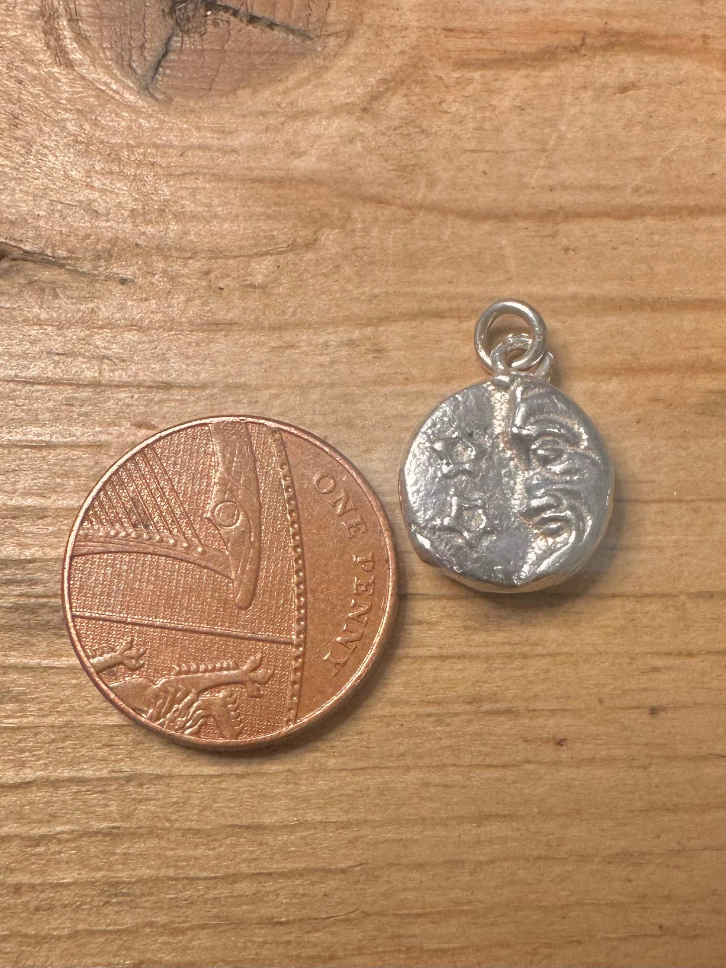 Vintage Moon Face 925 Silver Pendant