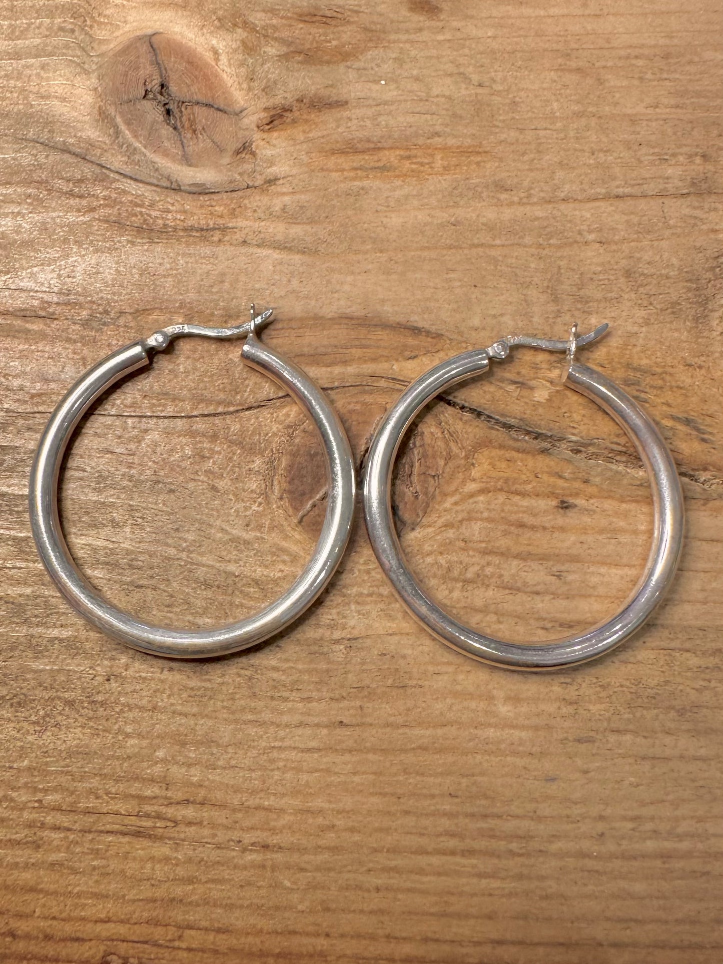 Vintage Chunky Rounded Hoops 925 Silver Earrings