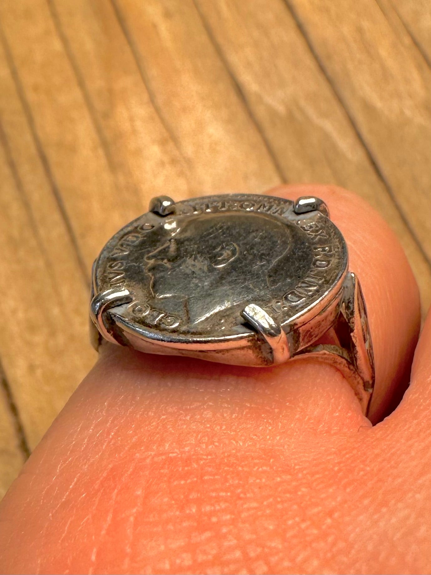 Vintage 1917 Coin 925 Sterling Silver Size O Ring