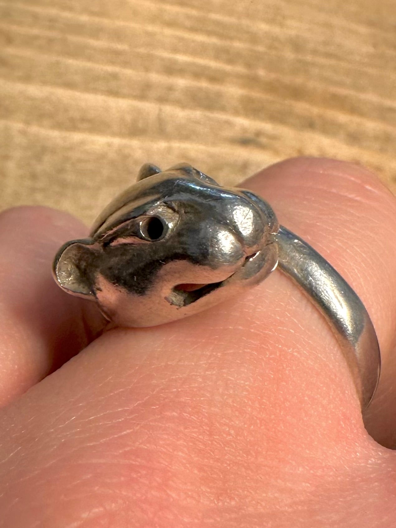 Vintage Panther 925 Silver Size Q Ring