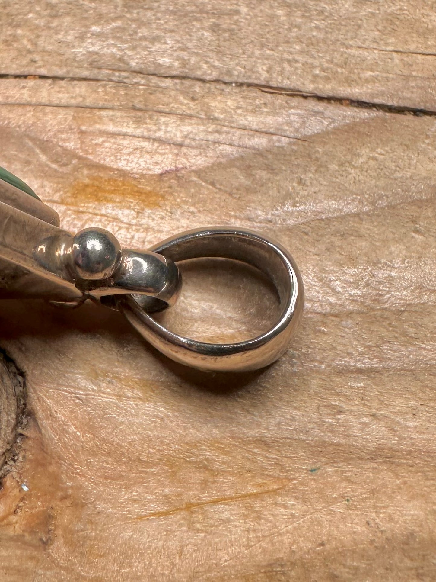 Vintage Malachit Tropfen 925 Sterling Silber Anhänger