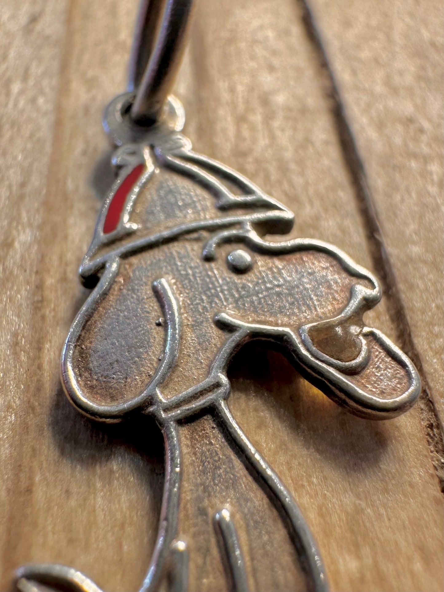 Vintage Rare Snoopy 925 Sterling Silver Maker MG Pendant