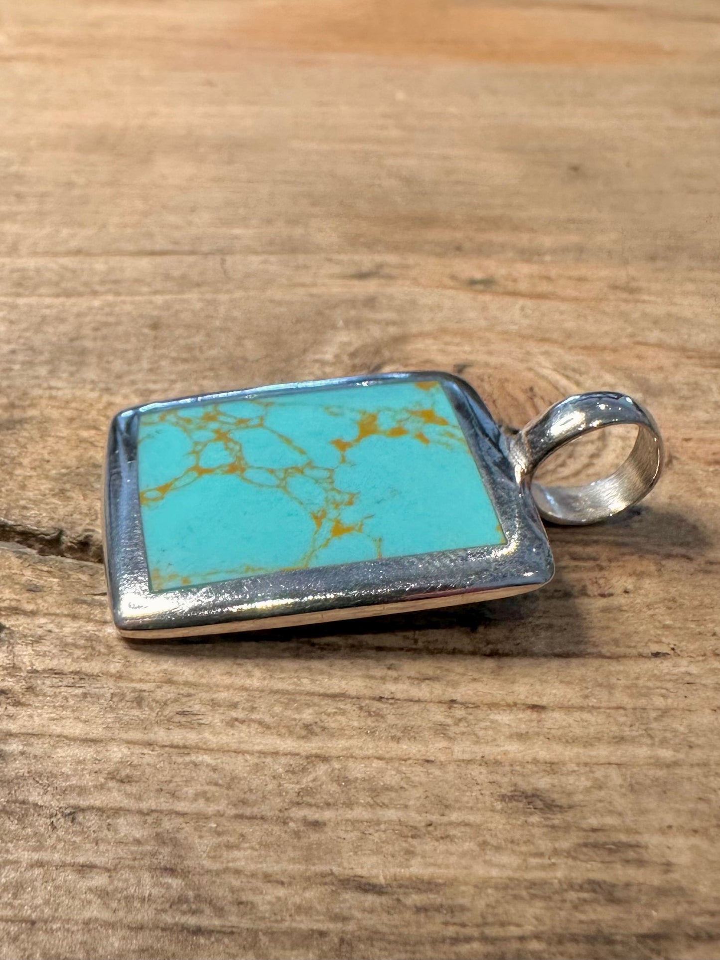 Vintage Howlite Rectangle 925 Silver Pendant