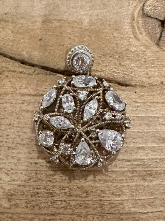 Modern Shiny CZ Circle 925 Silver Pendant