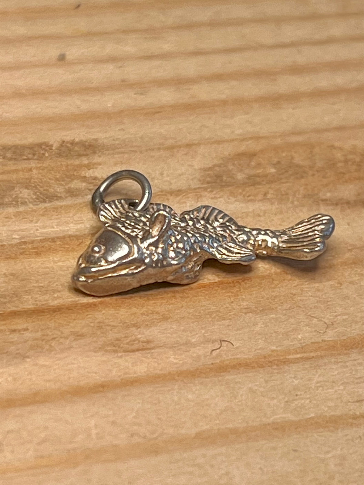 Small Textured Fish 925 Sterling Silver Pendant