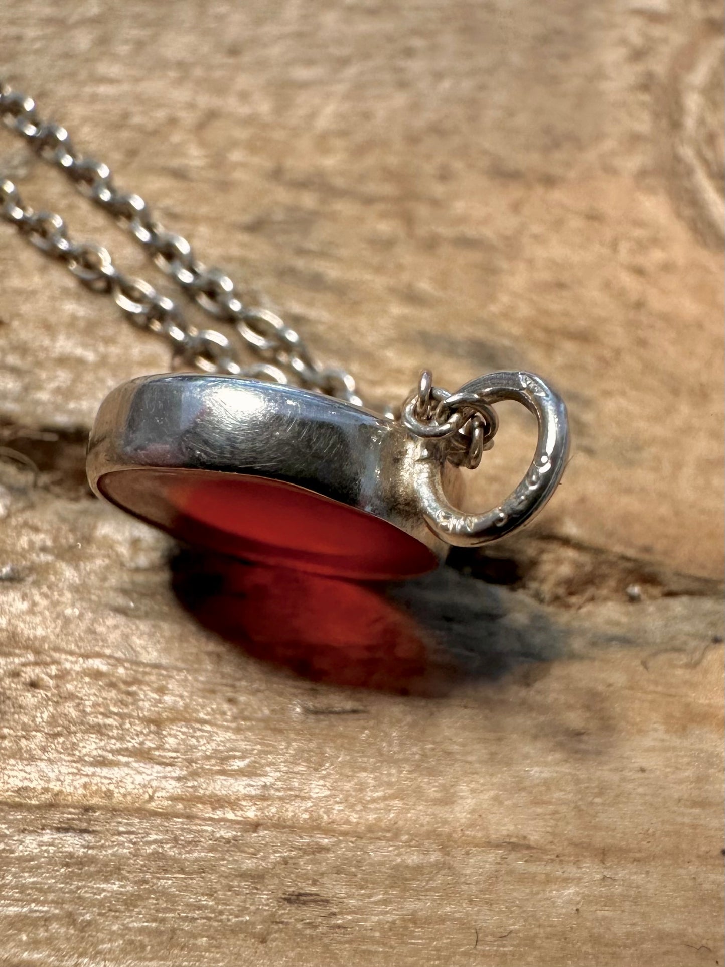 Vintage Male Carnelian 925 Silver Chain 18 inch Necklace