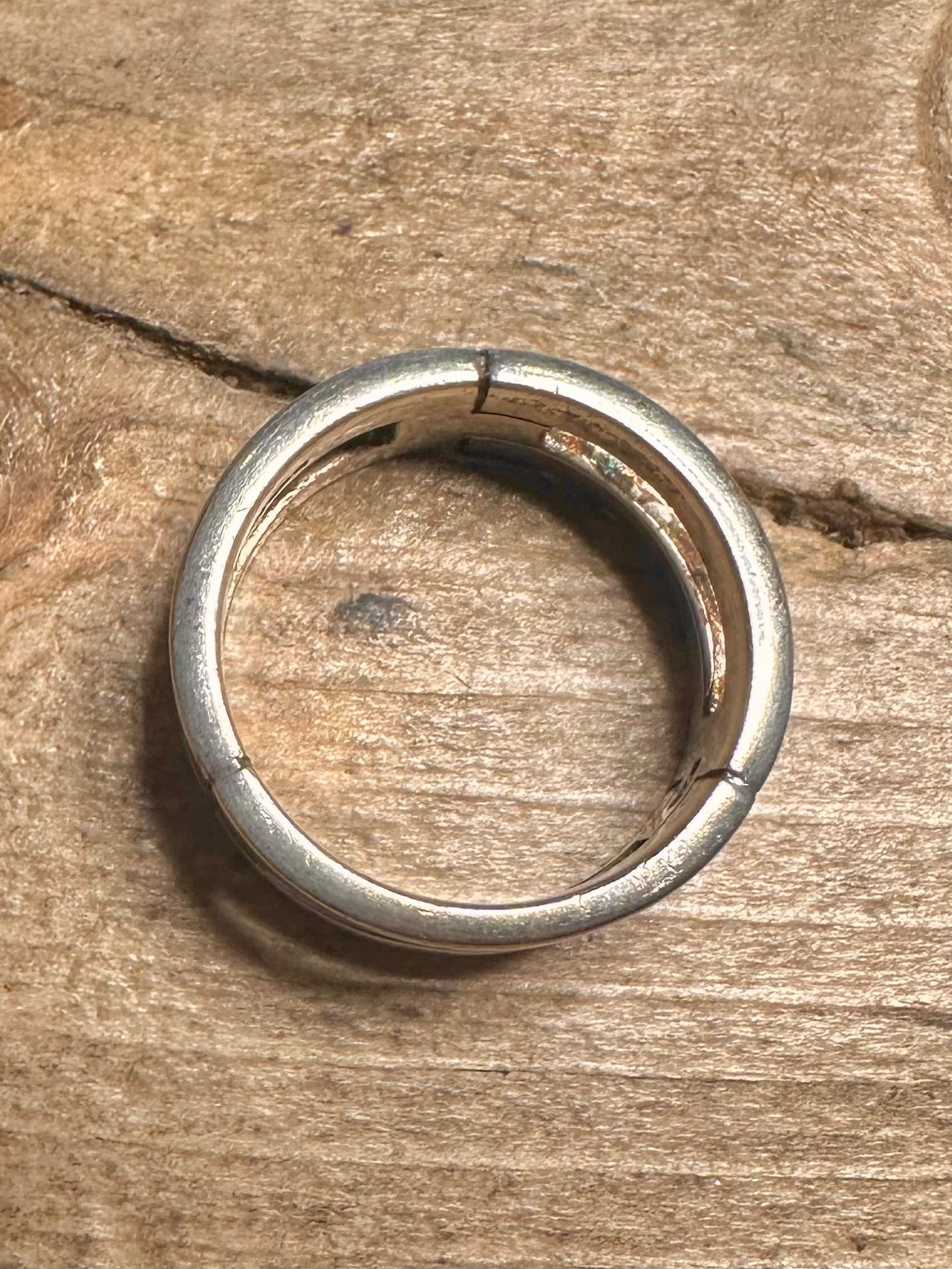 Modernist Cut Out Band 925 Silver Size T Ring