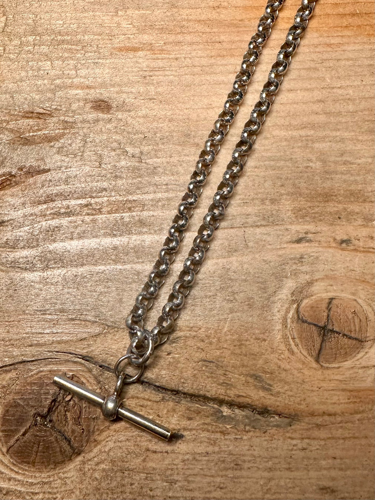 Vintage Belcher Chain T Bar Albert Clasp 925 Silver 18 inch Necklace