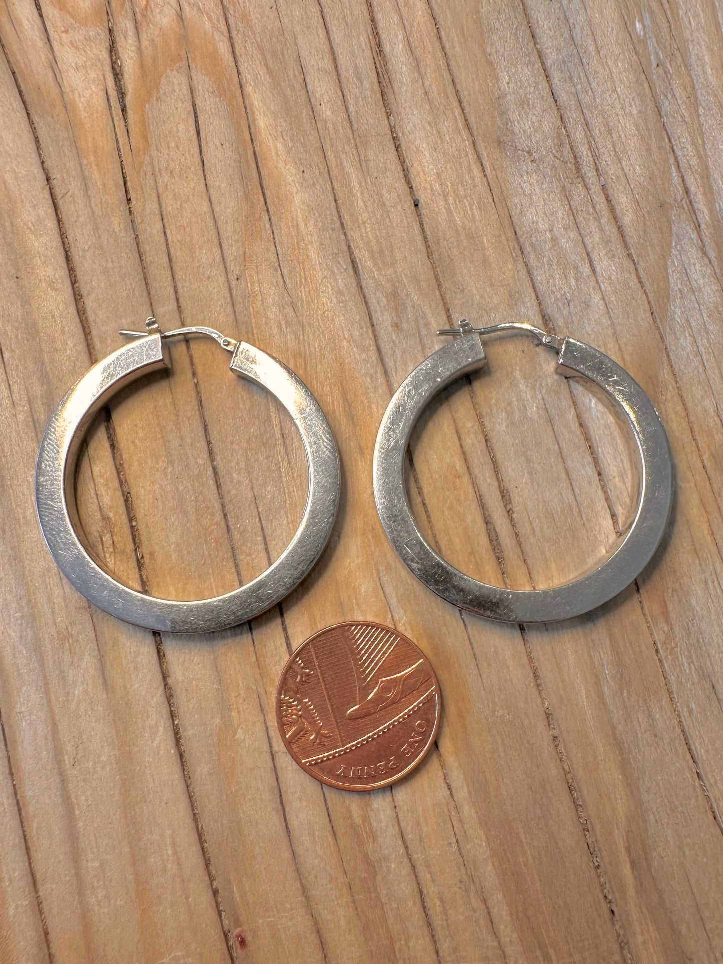 Vintage Chunky Hoops Italian 925 Silver Earrings