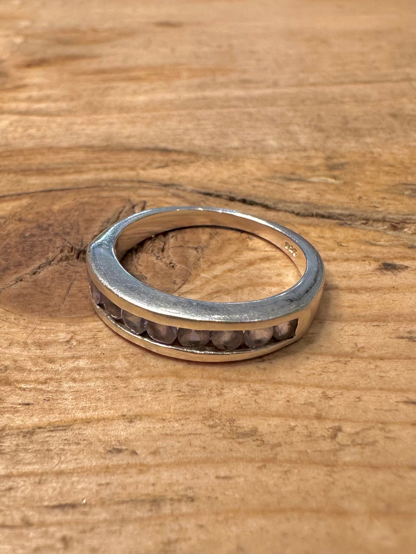 Vintage Purple Blue Stone Band 925 Silver Size M1/2 Ring