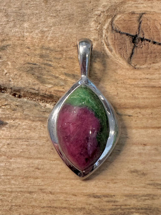 Modernist Zoisite 925 Silver Pendant