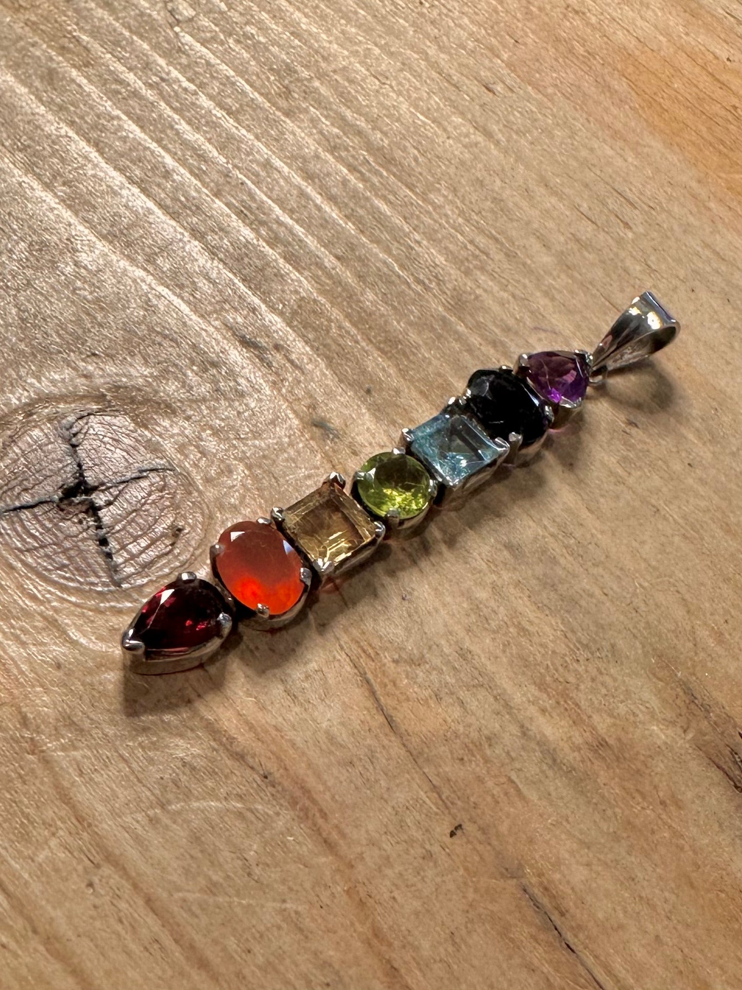 Multi Gemstone Chakra 925 Silver Pendant
