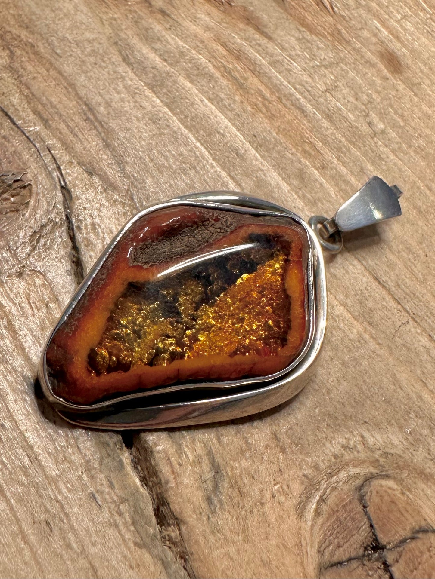 Abstract Amber 925 Silver Pendant
