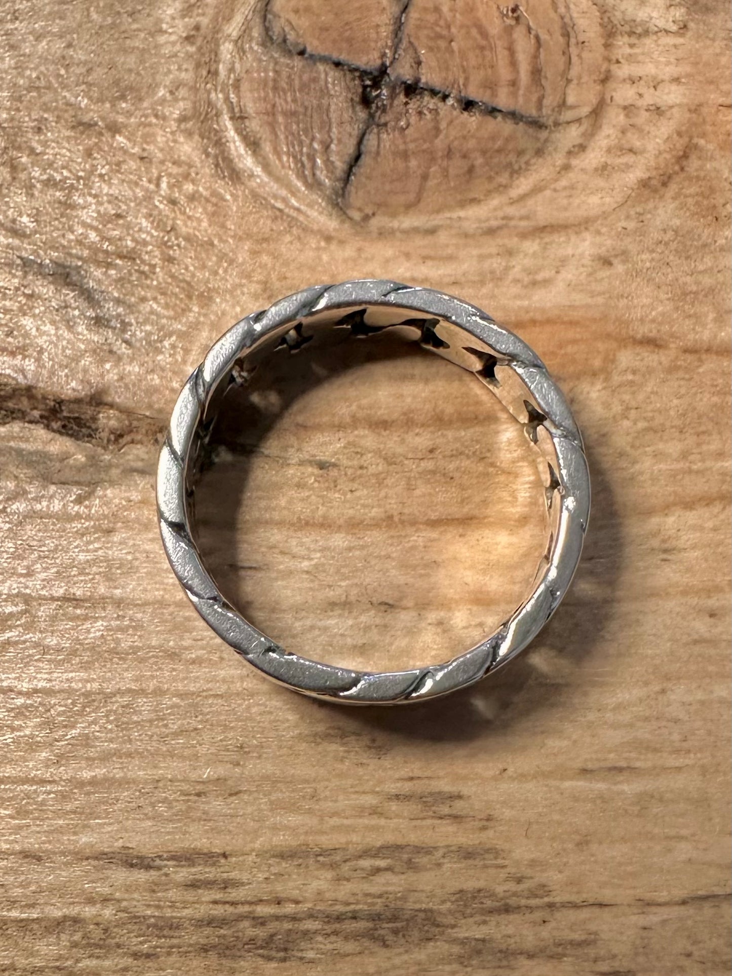 Vintage Cable Chain Style Band 925 Silver Size L Ring