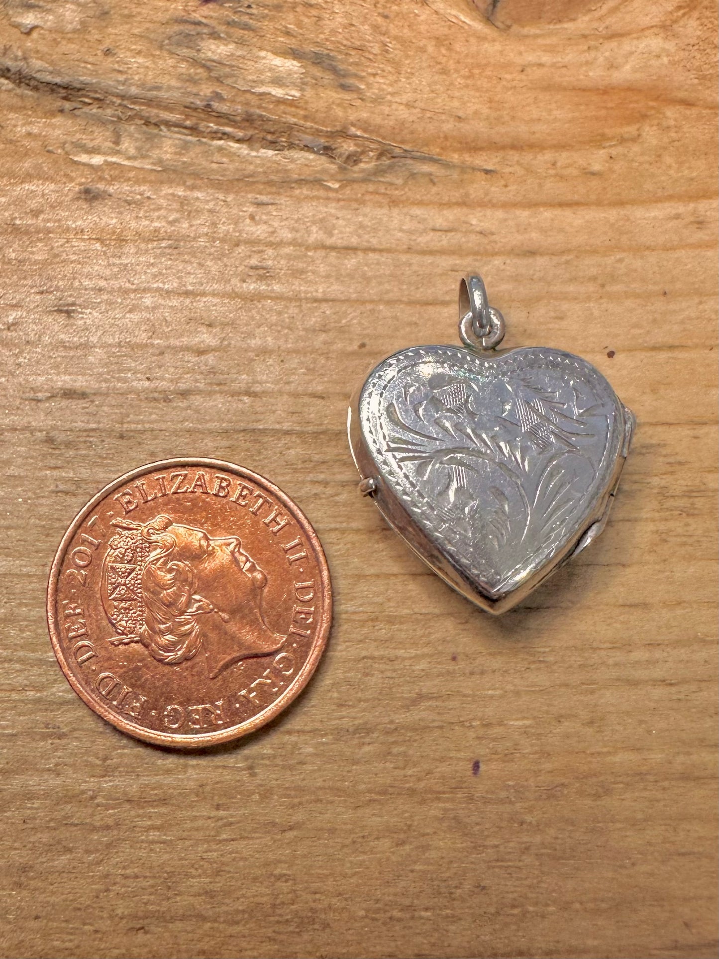 Vintage Amethyst Engraved Heart Locket 925 Silver Pendant