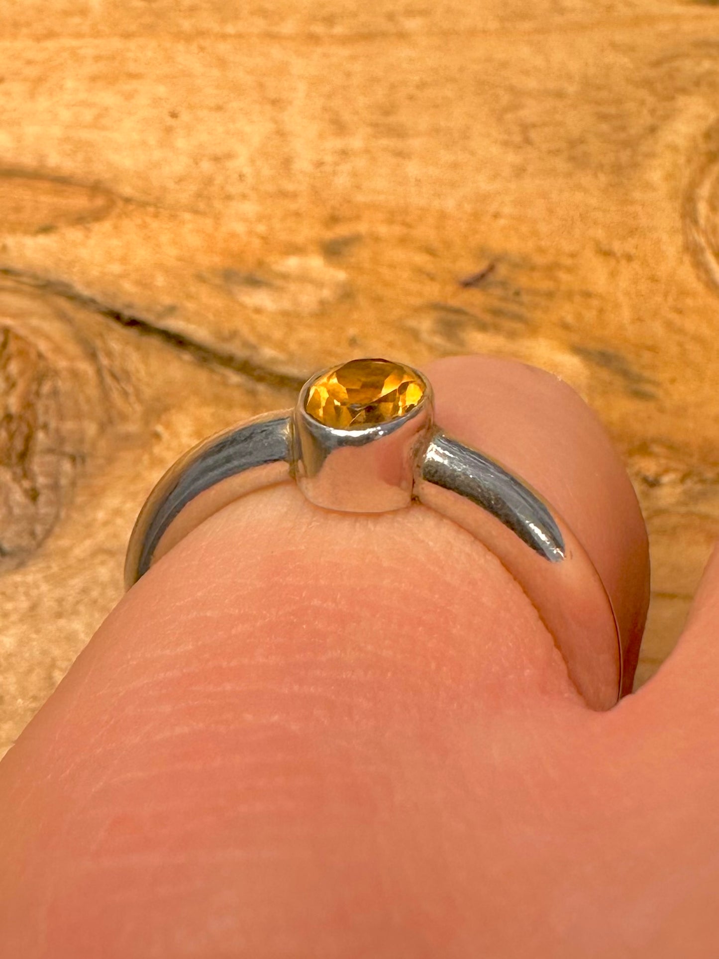 Vintage Citrine 925 Silver Size M Ring