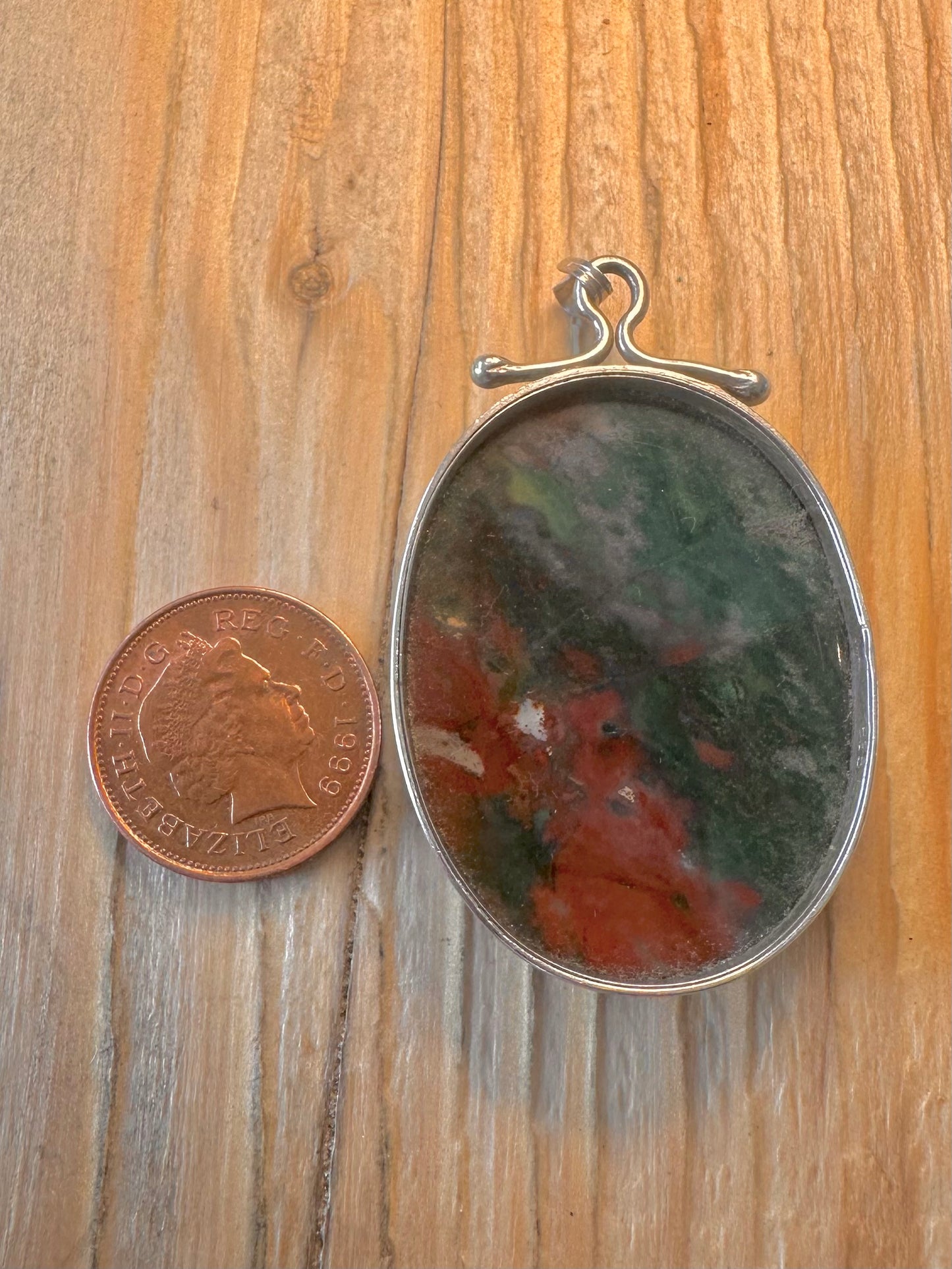 Vintage Bloodstone 925 Sterling Silver Pendant