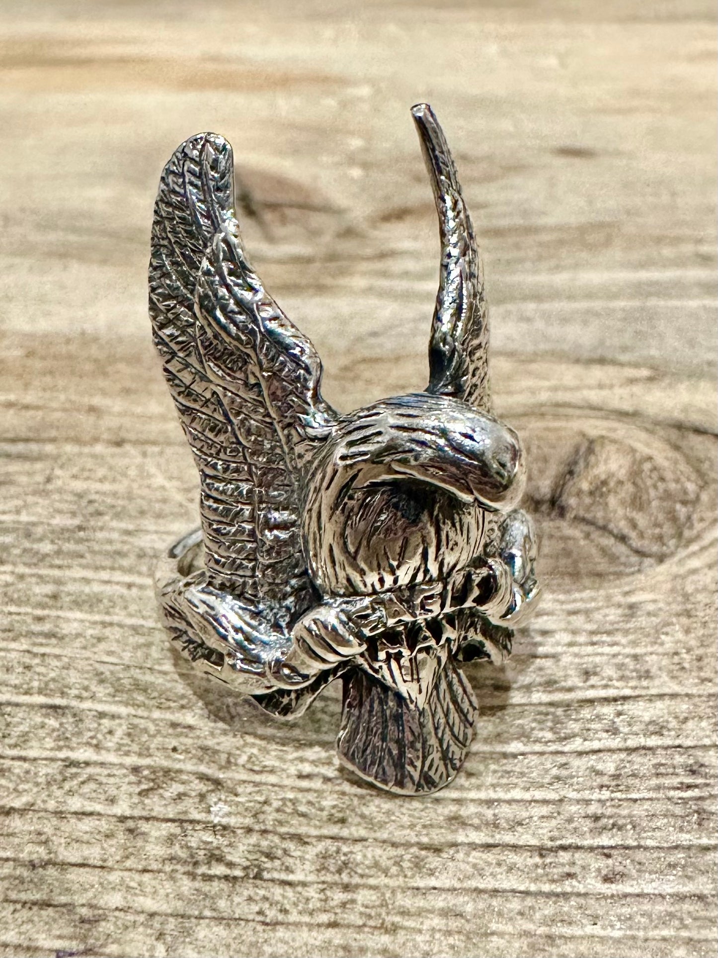 Vintage Large Eagle Perched 925 Silver Size U1/2 Ring