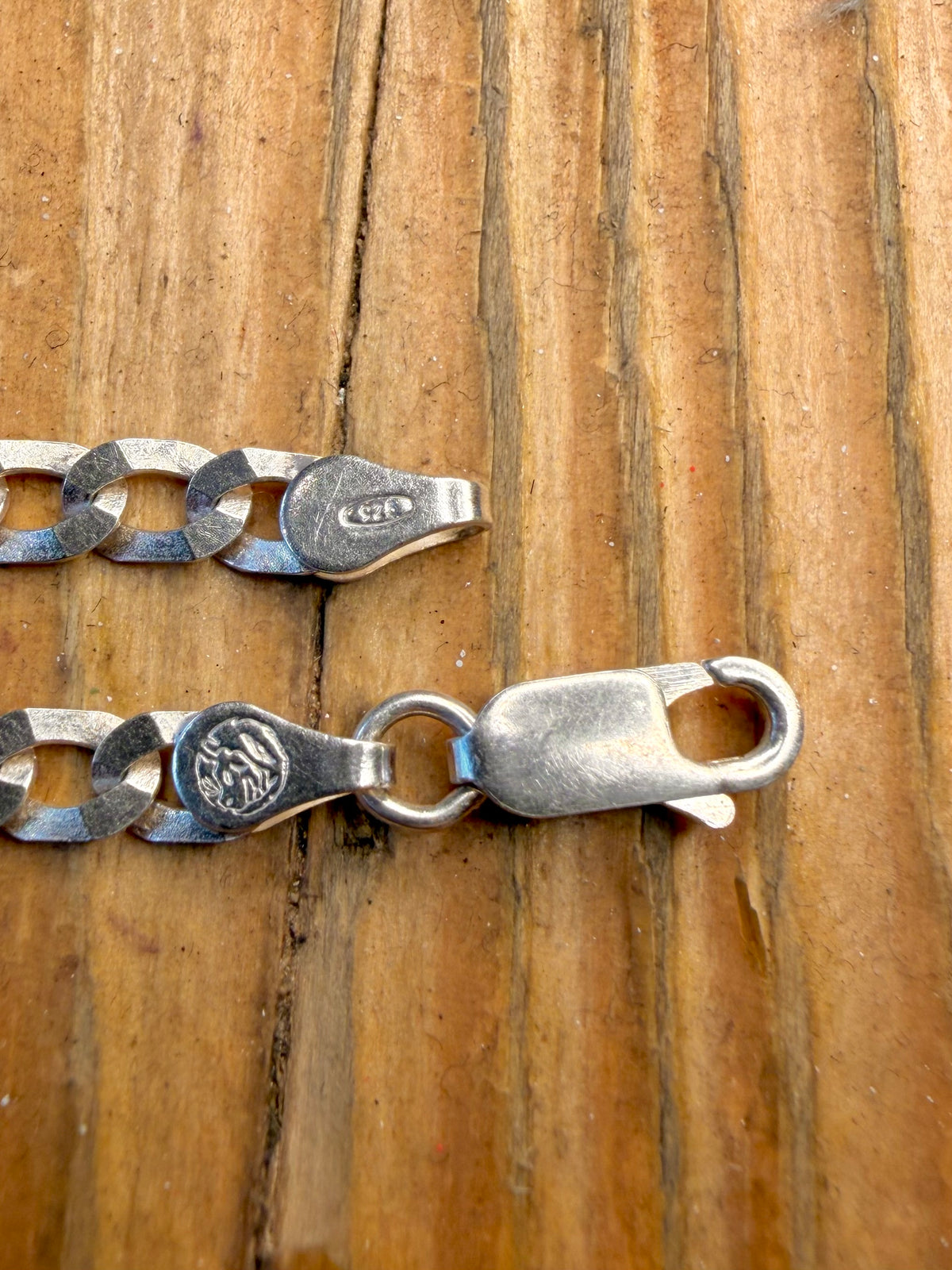 Flat Curb Chain 1990’s Italian 925 Sterling Silver 7.5 inch Bracelet