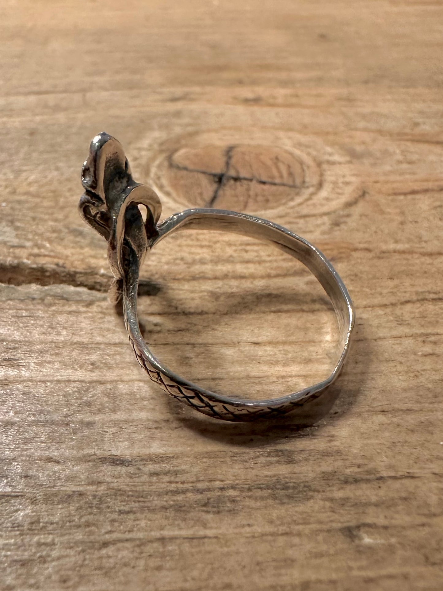 Vintage Snake Coiled 925 Silver Size P Ring