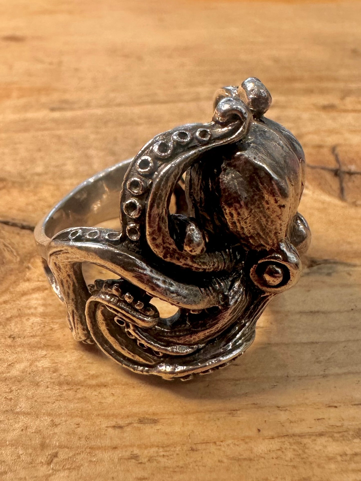 Vintage Large Octopus 925 Silver Size W1/2 Ring