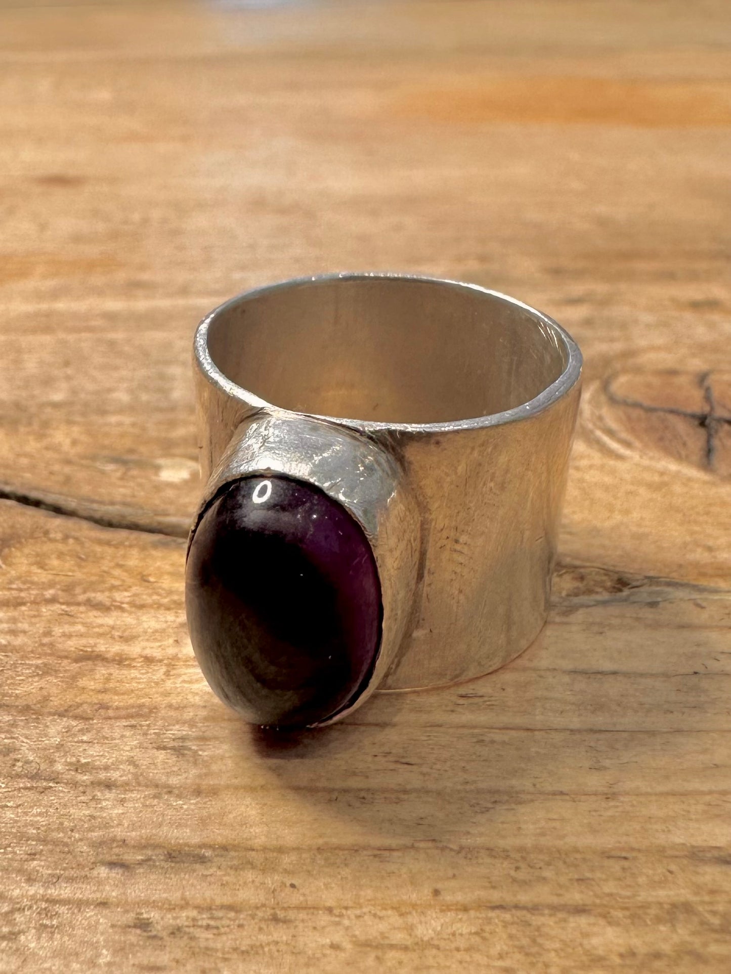Vintage Chunky Amethyst 925 Silver Size N Ring