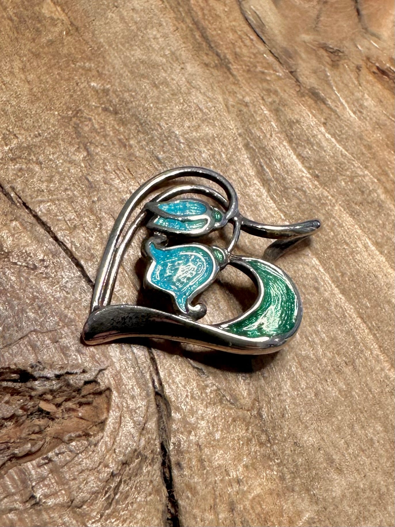 Vintage Enamel Flower 925 Silver Pendant