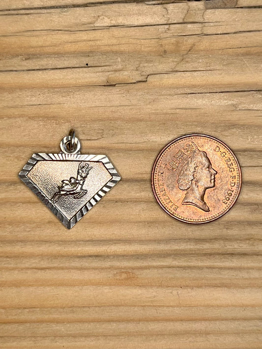 Babycham 1970’s Deer Diamond Shaped 925 Sterling Silver Pendant