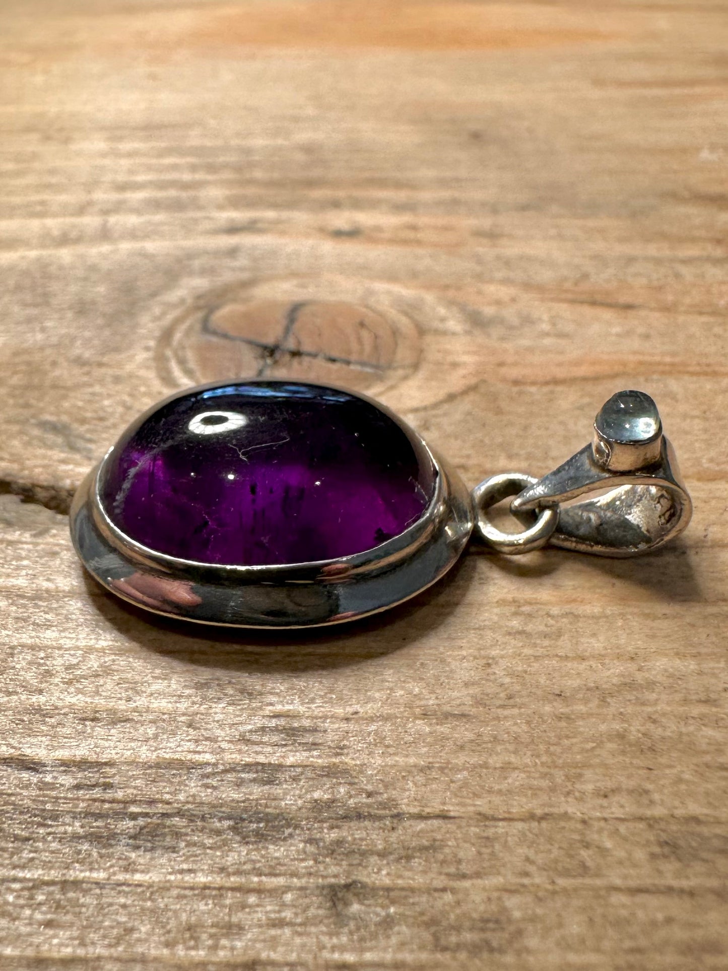 Vintage Oval Amethyst and Blue Stone 925 Silver Pendant