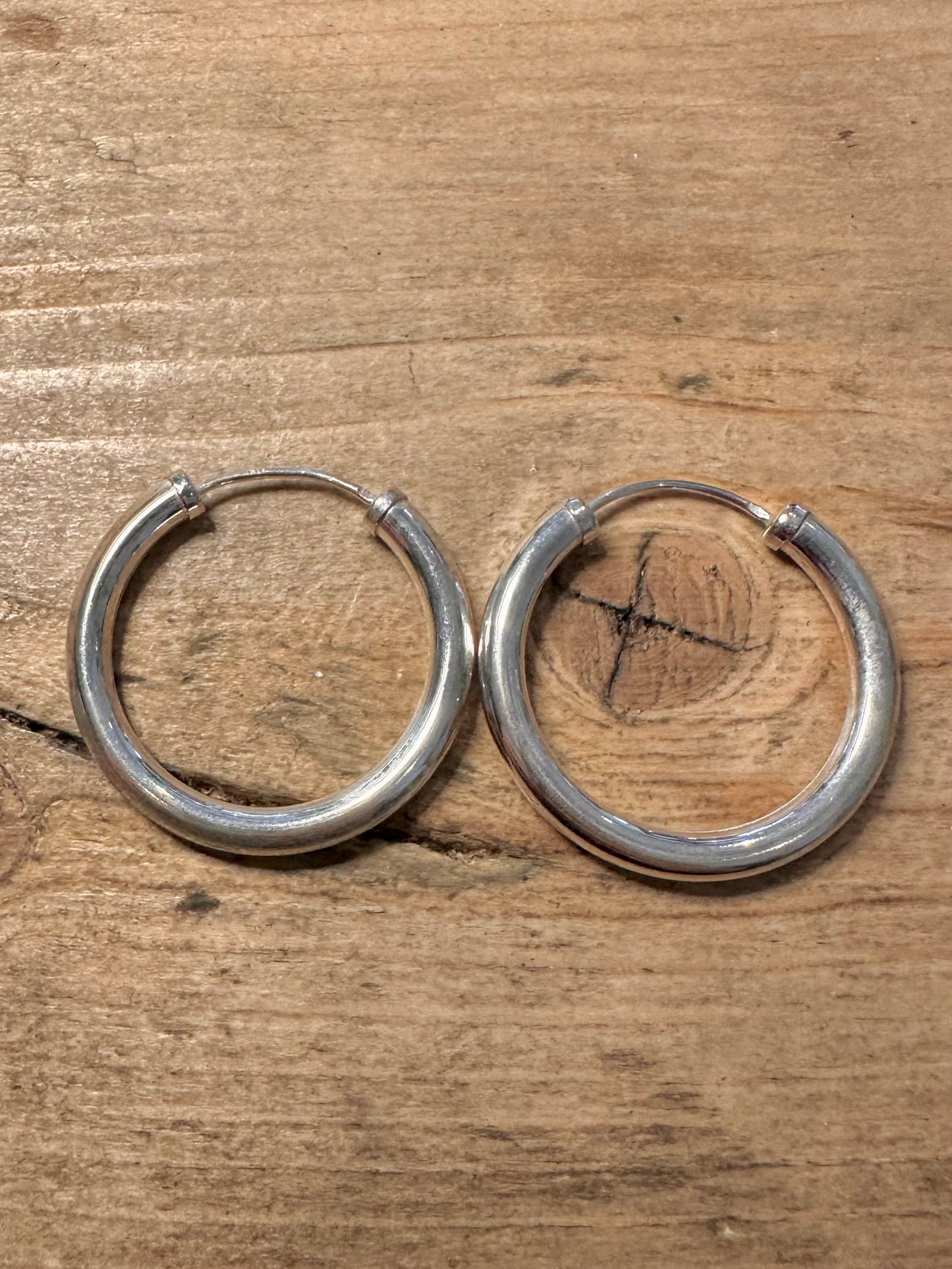 Vintage Chunky Hoops 925 Silver Earrings