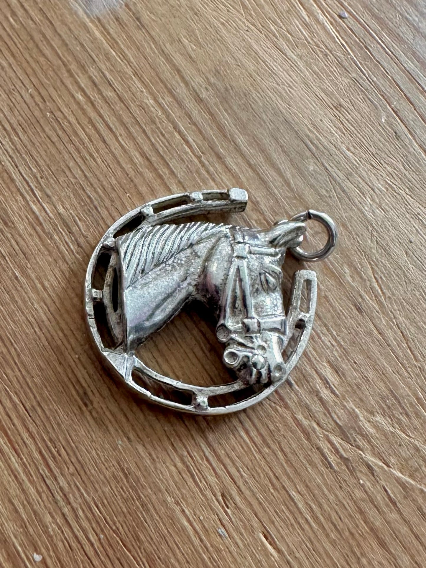 Vintage Horse Shoe and Head 925 Silver Pendant