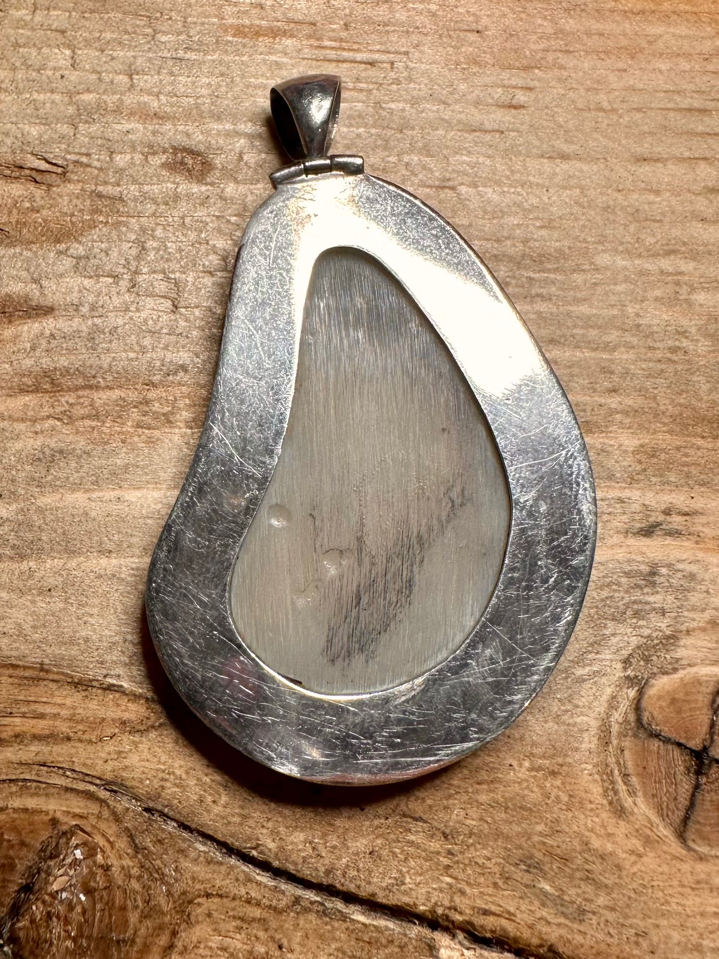 Modernist Large Mother of Pearl 925 Silver Pendant